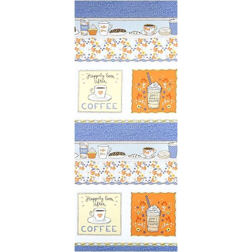 Fabric Remnant -Coffee Lovers Latte Frappe Stripe 32cm