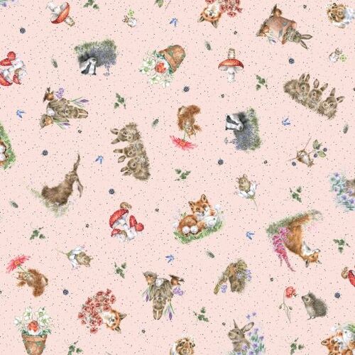 Bramble Patch Tossed Animals Pink 10103-P