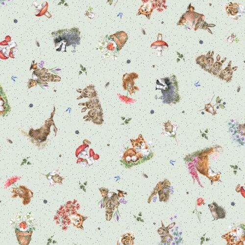 Bramble Patch Tossed Animals Green 10103-G