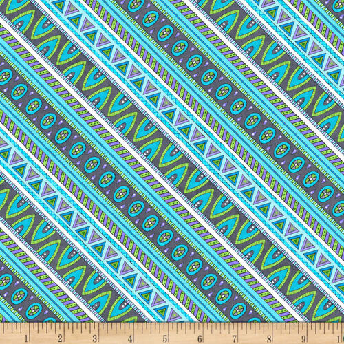 Fabric Remnant -	Arctic Wonderland Diagonal Stripe 69cm