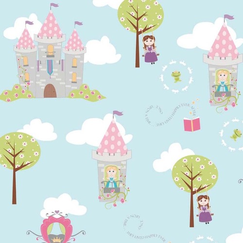 Dream and a Wish Princess Castles Blue Per Metre