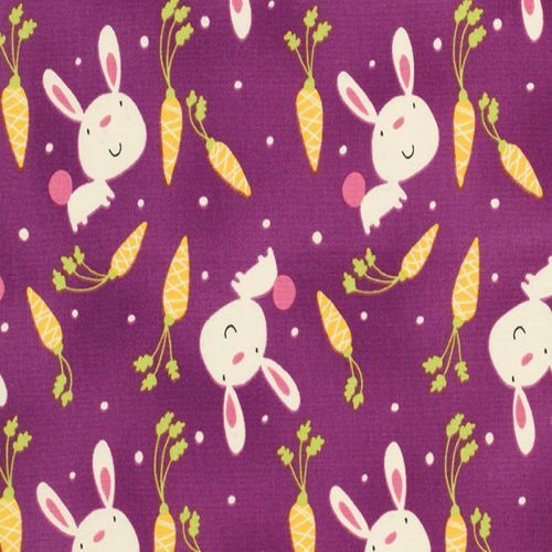 Bunny Rabbits Garden Carrots Purple Per Metre