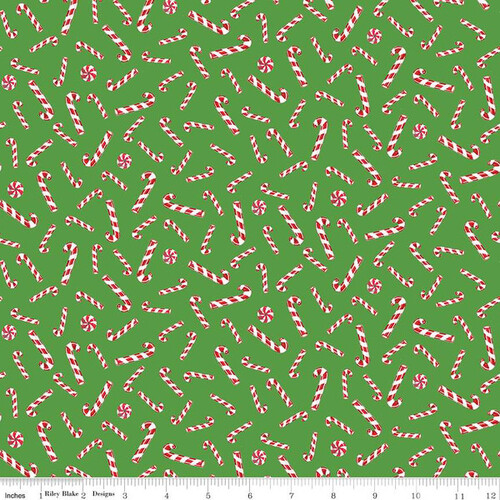 Riley Blake Christmas Joys Candy Canes Green C12252