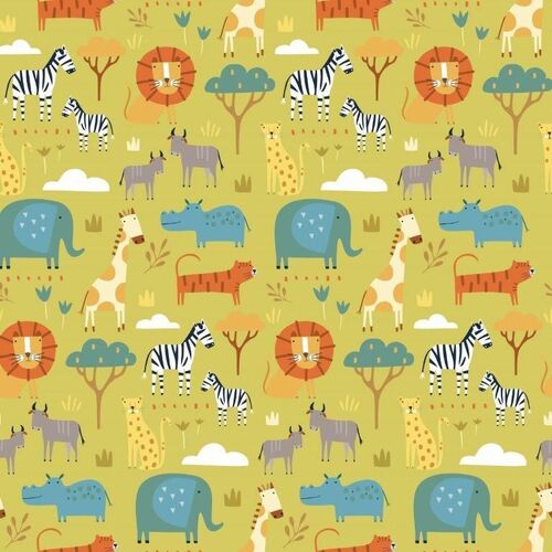Fabric Remnant -Habitat Prairie Savannah Animals 62cm