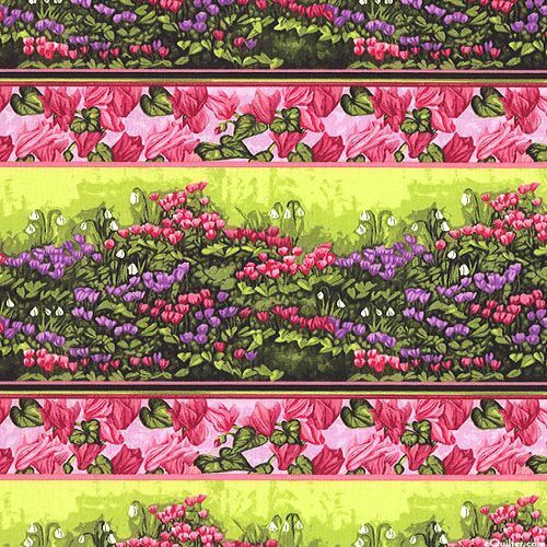 Fabric Remnant -Misty Meadow Floral Stripe 77cm