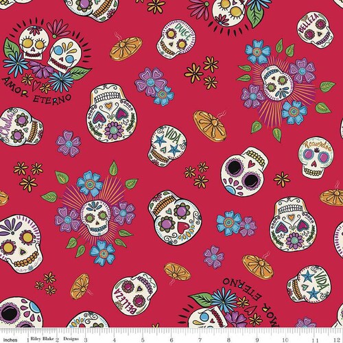 Riley Blake Amor Eterno Sugar Skulls Red C11811