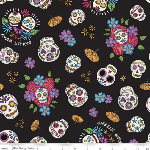 Riley Blake Amor Eterno Sugar Skulls Black C11811