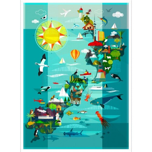 Scenic Map of New Zealand Panel 81000