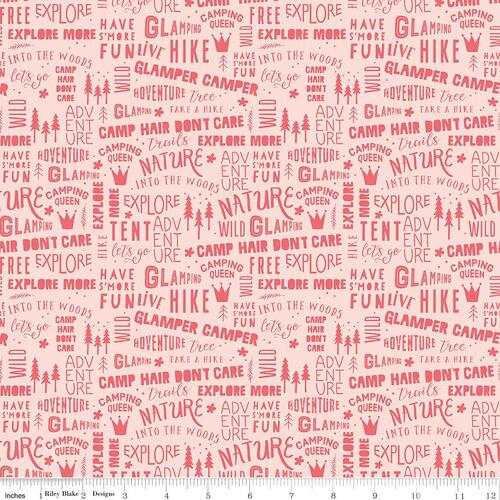 Riley Blake Glamp Camp Word Phrases Pink C12354