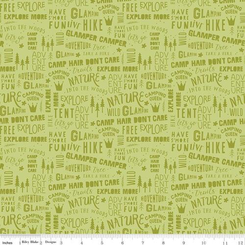 Riley Blake Glamp Camp Word Phrases Green C12354