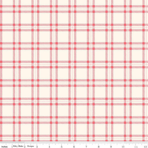 Riley Blake Glamp Camp Plaid Check Cream Pink C12353