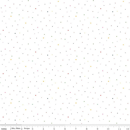 Riley Blake Dapple Dot Spots White Rainbow C654