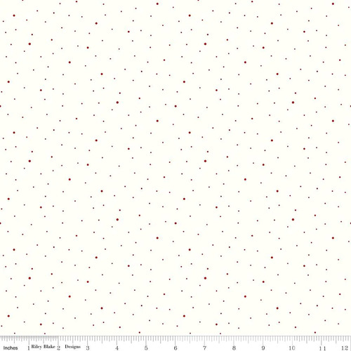 Riley Blake Dapple Dot Spots White Barn Red C654