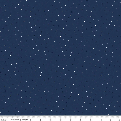 Riley Blake Dapple Dot Spots Navy Blue C640