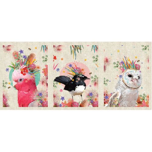 Fabric Remnant -Karin Roberts Native Grace Linen Blocks 60cm