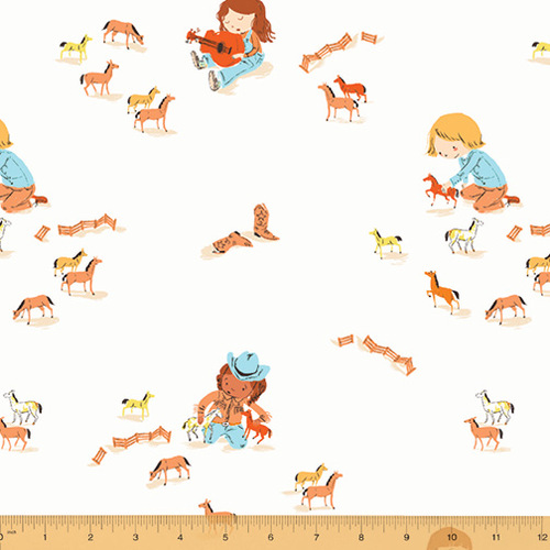 Heather Ross Far Far Away Play Horses Ivory 52753-17