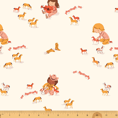 Heather Ross Far Far Away Play Horses Cream 52757-15