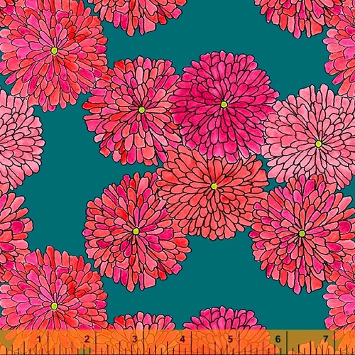 Happy Chances Chrysanthemum Floral Pink Teal 52694-4