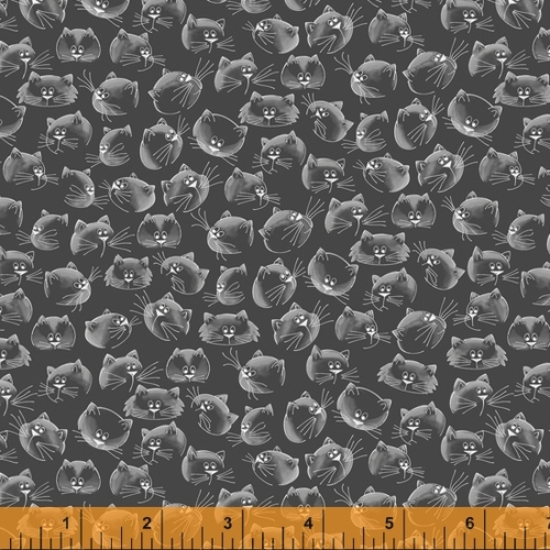 Purrfect Day Scattered Cat Faces Black 52374-2