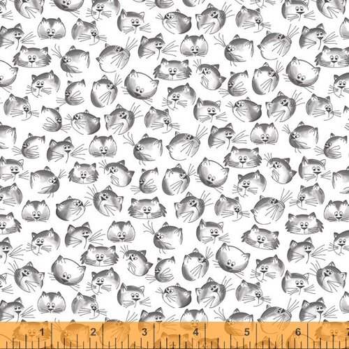 Purrfect Day Scattered Cat Faces White 52374-1
