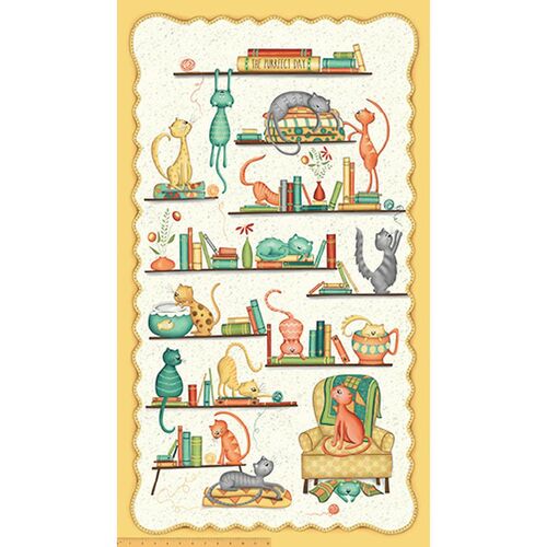 Purrfect Day Cats Books 24" Panel  52370P-X
