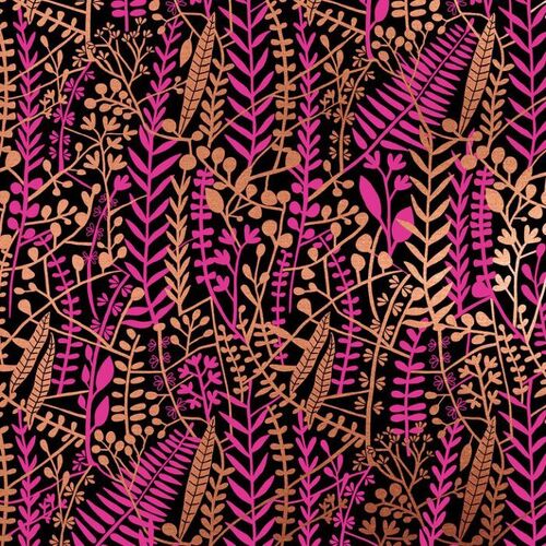 Fabric Remnant -Ruby Star Airflow Floral Tapis Metallic 69cm
