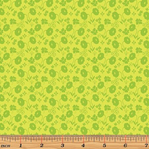 Fabric Remnant - Sew Excited Fun Floral Green 41cm