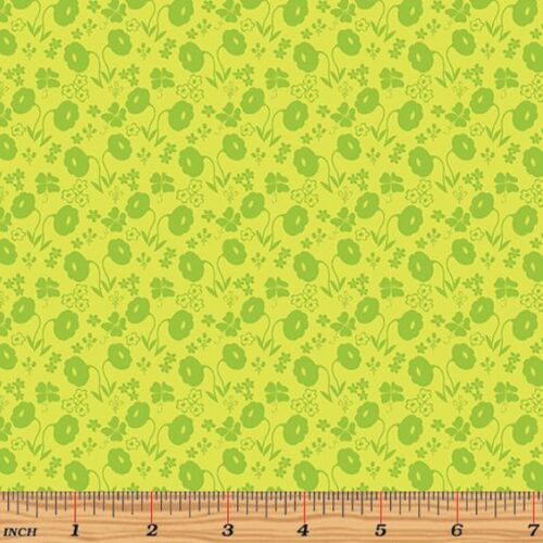 Fabric Remnant - Sew Excited Fun Floral Green 41cm