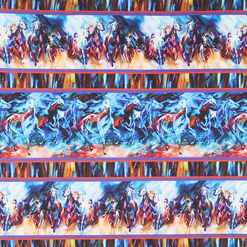 Fabric Remnant -Painted Horses Stripe  74cm