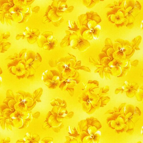 Brightly So Tonal Floral Pansy Flowers Yellow 211745
