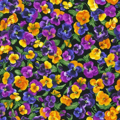 Brightly So Packed Pansies Black 211722