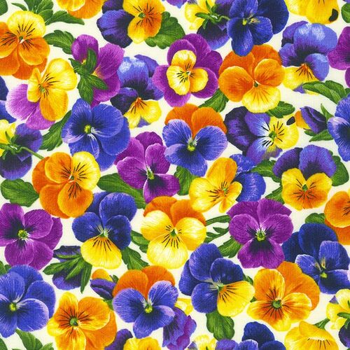 Brightly So Packed Pansies Pansy Allover Natural White 2117014