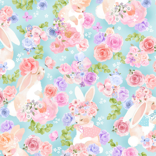 Wonderous Woodland Bashful Bunny Aqua 10520A