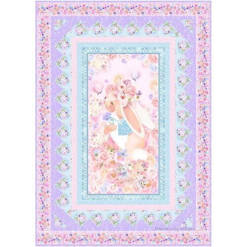 Wonderous Woodland Bunny Rabbit Purple Border Quilt Kit