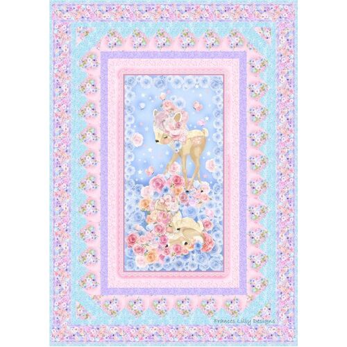 Wonderous Woodland Deer Aqua Border Quilt Kit