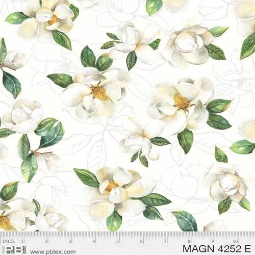 Fabric Remnant -Magnolia Scattered Flowers 35cm