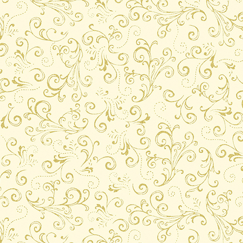 Fabric Remnant -Metallic Mixers Scroll Cream Gold 55cm