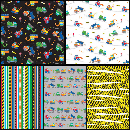 Heavy Machines Construction Trucks Fabric Bundle