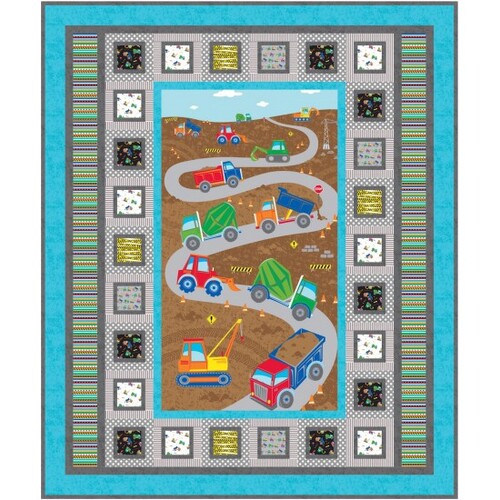 Heavy Machines Construction Trucks Quilt Kit