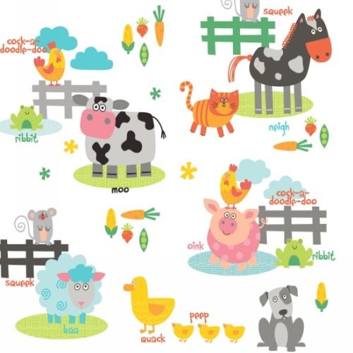 Funny Farm Animals White
