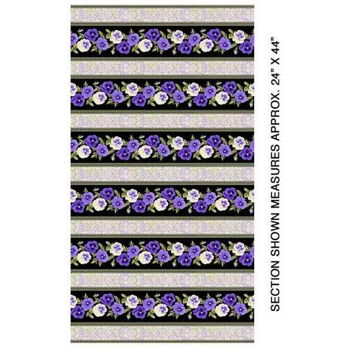 Accent on Pansies Pansy Floral Stripe Purple