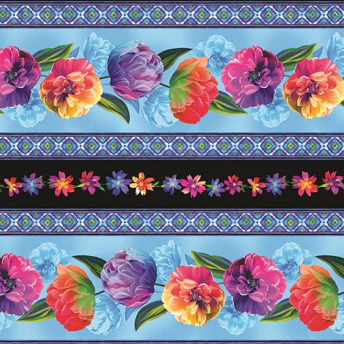 Luminous Blooms Stripe Dark Turquoise 7650