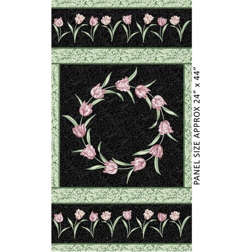 Evelyns Etched Tulips 24" Panel Black 3112