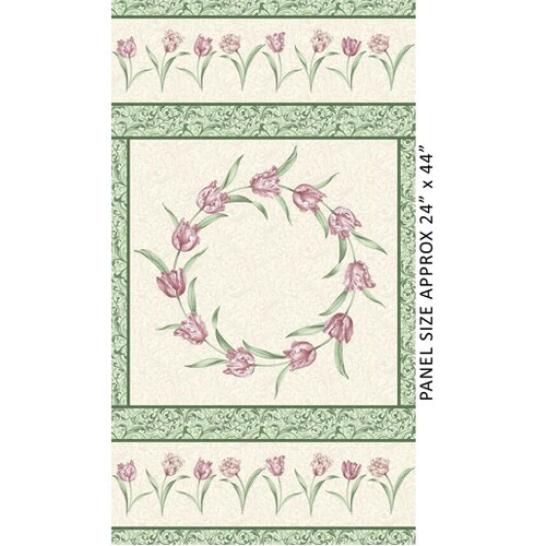 Evelyns Etched Tulips 24" Panel Cream 3107
