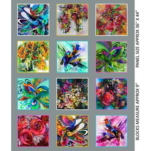 Hummingbird Garden Parrot Pandemonium 9 Inch Block 1007D