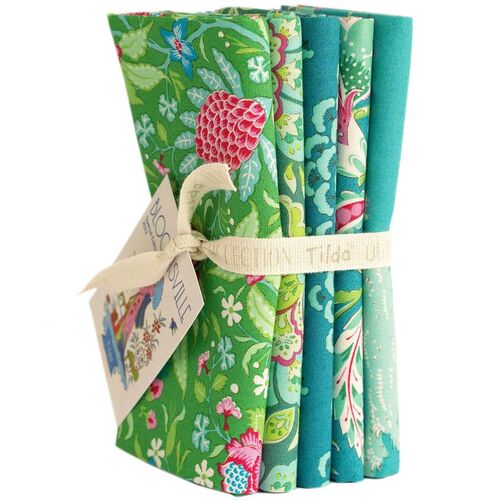 Tilda Bloomsville Fat Quarter Bundle Pine Turquoise 300161