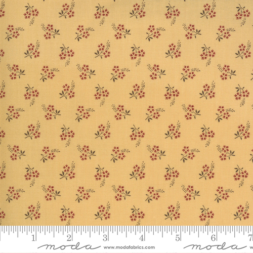 Fabric Remnant - Moda Jardin De Fleurs Ciel Saffron 80cm