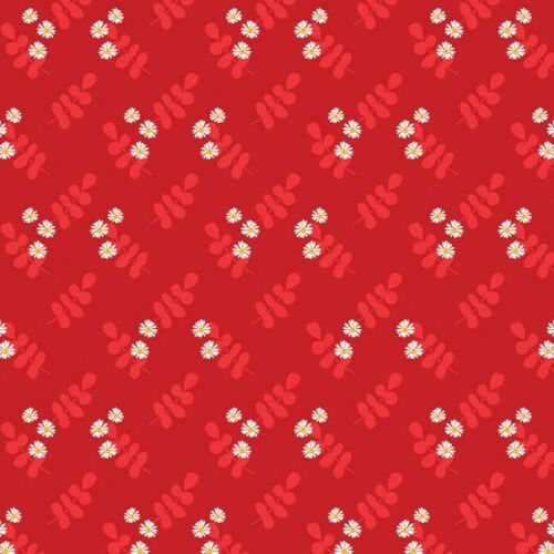 Fabric Remnant -Aussie Flower Garden Floral Red 81cm