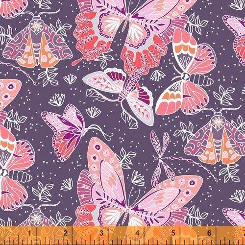 Fabric Remnant -Aerial Butterfly Dragonfly Floral 98cm
