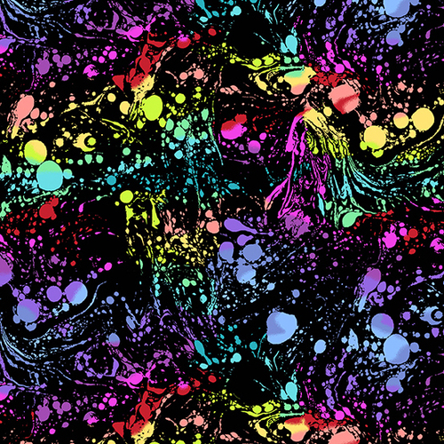 Fabric Remnant -Beguiled Andover Neon Splatter Venom 74cm